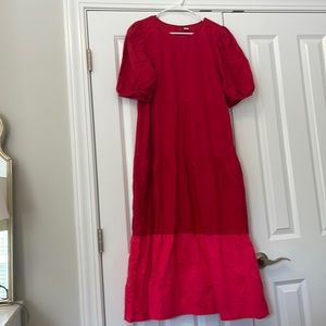 Hot Pink/Red Color Block Old Navy Maxi Dress, Size Large